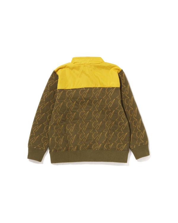 Sweats Bape STA Quilting Ape Head Half Snap Kaki Foncé Enfant | URM-89866757