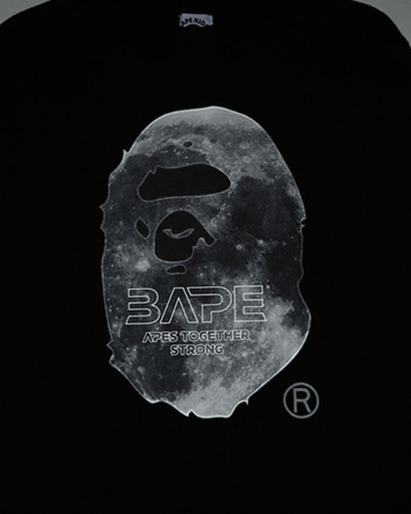 Sweats Bape Ape Head Moon Crewneck Noir Enfant | KOV-89106987