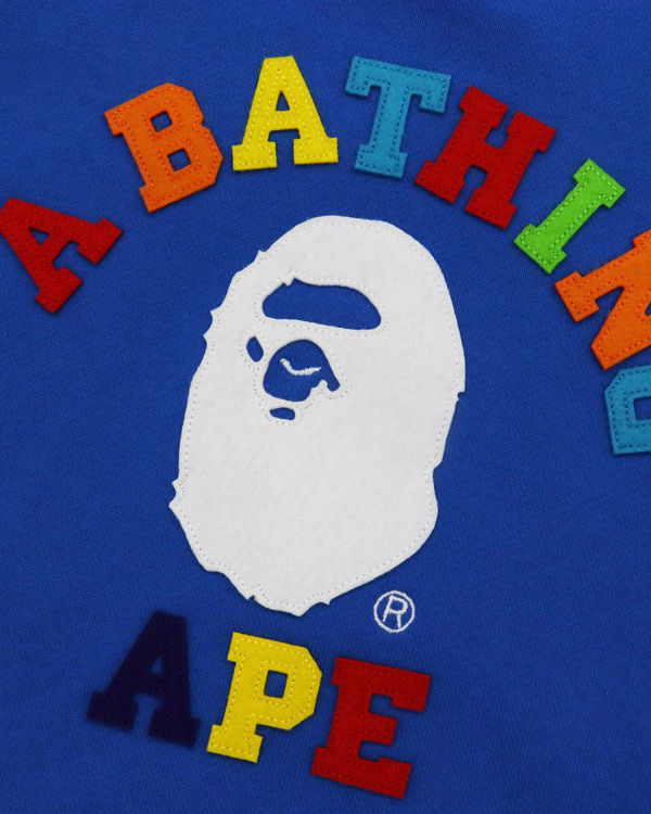 Sweats Bape College Applique Quilting Bleu Enfant | RRR-75467105