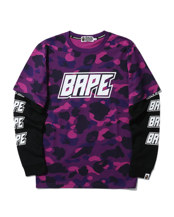 T Shirts Bape Color Camo layered Violette Homme | AZQ-96891804