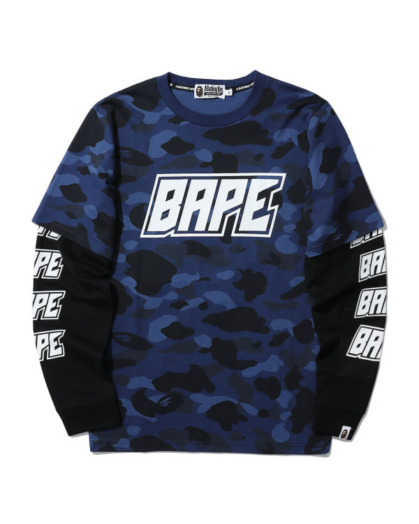 T Shirts Bape Color Camo layered Bleu Marine Bleu Homme | MFO-38117000