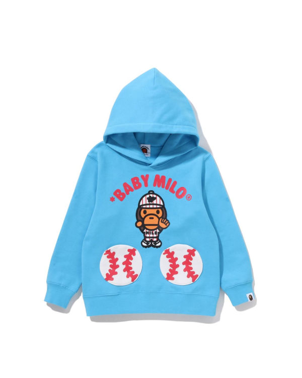 Sweat à Capuche Bape Milo Baseball Pullover Bleu Enfant | OUT-97079917