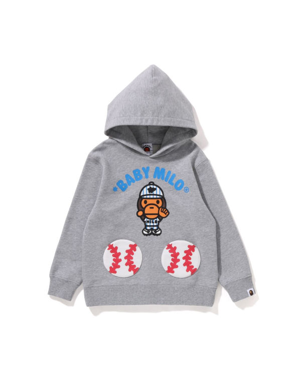 Sweat à Capuche Bape Milo Baseball Pullover Grise Enfant | ONV-09132253