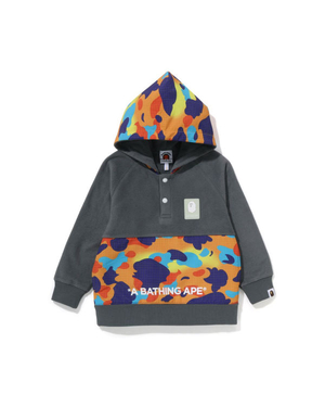 Sweat à Capuche Bape Grid Camo Half Snap Fleece Pullover Grise Enfant | MBA-11903785