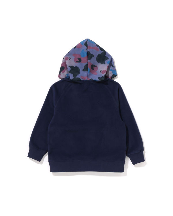 Sweat à Capuche Bape Grid Camo Half Snap Fleece Pullover Bleu Marine Bleu Enfant | LFJ-45574968