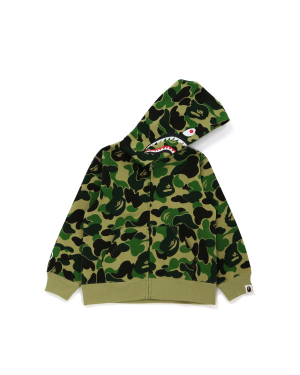 Sweat à Capuche Bape Big ABC Camo Shark Zip Vert Enfant | OYR-59624650