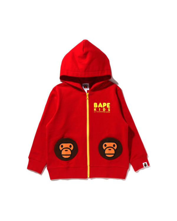 Sweat à Capuche Bape Milo Pocket Zip Rouge Clair Enfant | MGJ-28599000