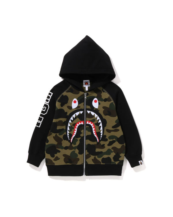 Sweat à Capuche Bape 1st Camo Shark Patch Zip Vert Enfant | VGB-47413780