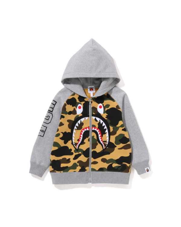 Sweat à Capuche Bape 1st Camo Shark Patch Zip Jaune Enfant | HJW-07742276