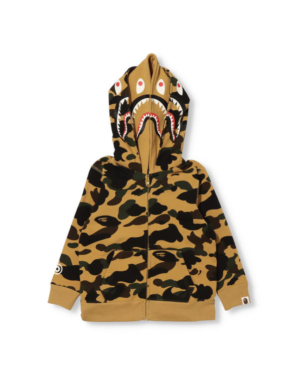 Sweat à Capuche Bape 1st Camo Shark Zip Double Hood Kaki Enfant | XBZ-37337063