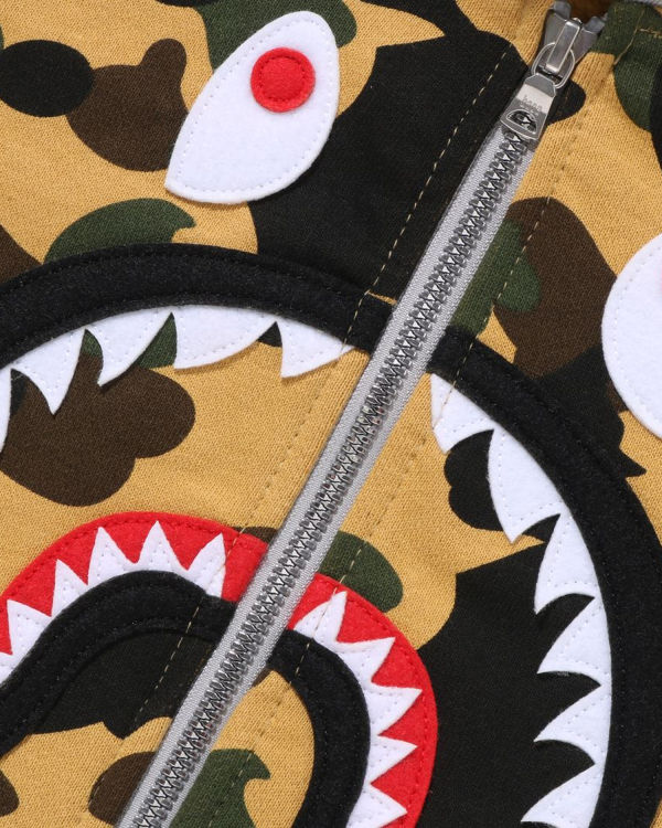 Sweat à Capuche Bape 1st Camo Shark Patch Zip Jaune Enfant | HJW-07742276