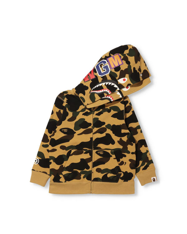 Sweat à Capuche Bape 1st Camo Shark Zip Double Hood Kaki Enfant | XBZ-37337063