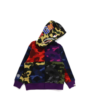 Sweat à Capuche Bape Mix Camo Crazy Shark Zip Multicolore Enfant | GHO-25564227