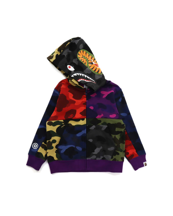 Sweat à Capuche Bape Mix Camo Crazy Shark Zip Multicolore Enfant | GHO-25564227