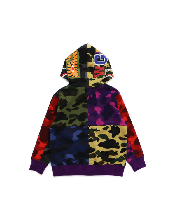 Sweat à Capuche Bape Mix Camo Crazy Shark Zip Multicolore Enfant | GHO-25564227