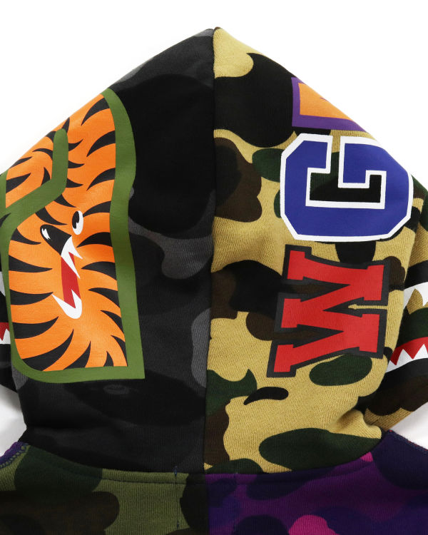 Sweat à Capuche Bape Mix Camo Crazy Shark Zip Multicolore Enfant | GHO-25564227