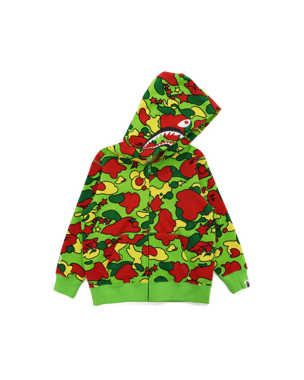 Sweat à Capuche Bape STA Camo Shark Zip Vert Rouge Jaune Enfant | SHN-00044967