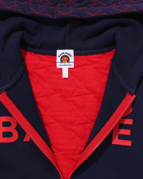 Sweat à Capuche Bape STA Quilting Zip Bleu Marine Bleu Enfant | WWP-78617643