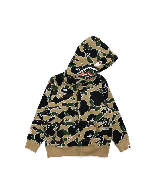 Sweat à Capuche Bape STA Camo Shark Zip Kaki Enfant | VRY-82611055