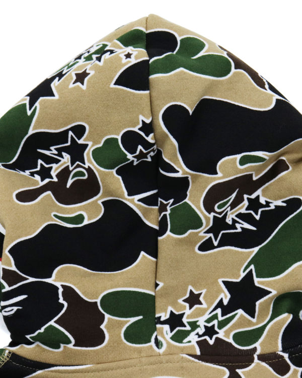 Sweat à Capuche Bape STA Camo Shark Zip Kaki Enfant | VRY-82611055