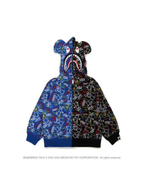 Sweat à Capuche Bape X Medicom Toy Camo BE@R Shark Half Zip Noir Bleu Enfant | UOR-73038370