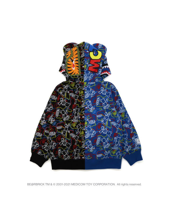 Sweat à Capuche Bape X Medicom Toy Camo BE@R Shark Half Zip Noir Bleu Enfant | UOR-73038370