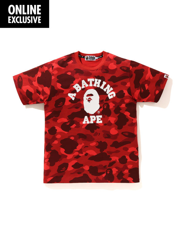 T Shirts Bape Color Camo College Rouge Clair Homme | UZI-20218801