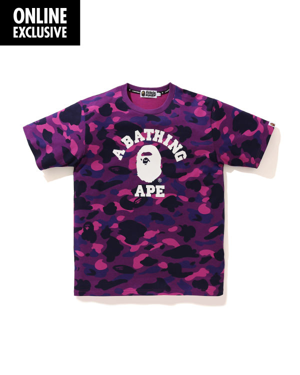 T Shirts Bape Color Camo College Violette Homme | ERD-69203504