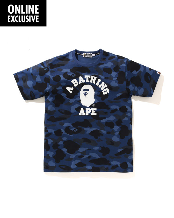 T Shirts Bape Color Camo College Bleu Marine Bleu Homme | ESU-14904759