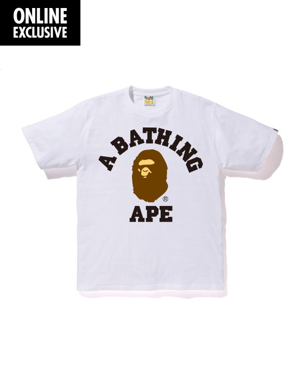 T Shirts Bape College Blanche Homme | TMO-15666296