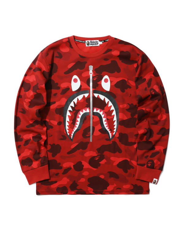 T Shirts Bape Color Camo Shark Rouge Clair Homme | ZGC-43564208