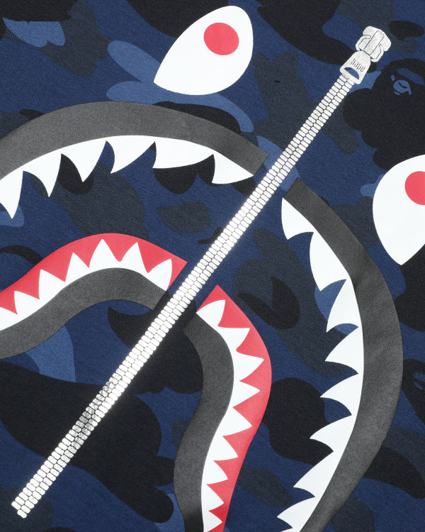 T Shirts Bape Color Camo Shark Bleu Marine Bleu Homme | GDC-13791205