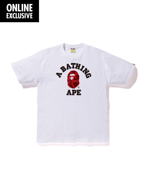 T Shirts Bape Color Camo College Rouge Foncé Homme | ZOL-04658178