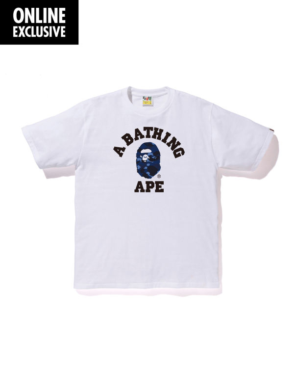 T Shirts Bape Color Camo College Bleu Homme | SQC-60667065