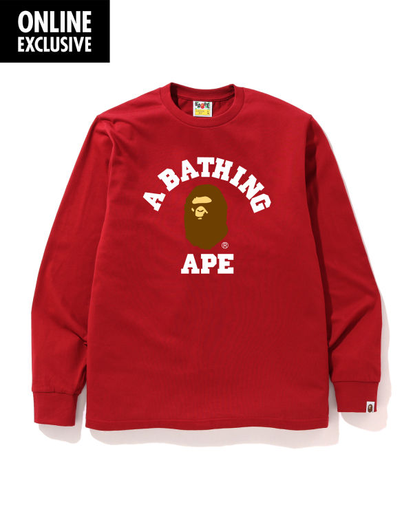 T Shirts Bape College logo Rouge Clair Homme | FYQ-21991384