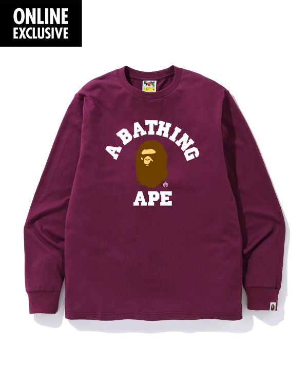 T Shirts Bape College logo Violette Foncé Homme | SKJ-87982405