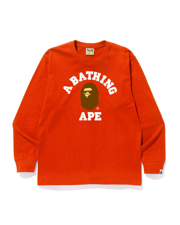 T Shirts Bape College Orange Homme | WJO-20355599