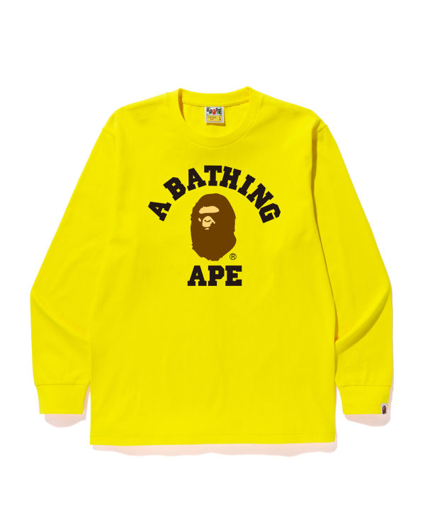 T Shirts Bape College Jaune Homme | GJM-95431004