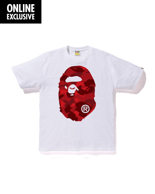 T Shirts Bape Color Camo Big Ape Head Rouge Foncé Homme | QTE-13085978