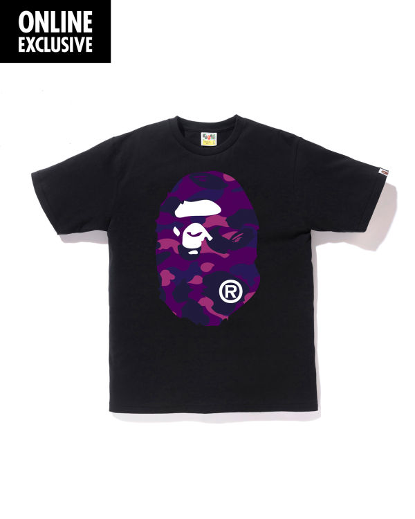 T Shirts Bape Color Camo Big Ape Head Violette Foncé Homme | GQC-42368090