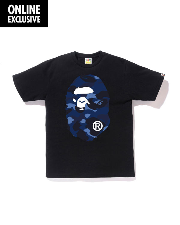 T Shirts Bape Color Camo Big Ape Head Bleu Marine Bleu Homme | REH-45620830