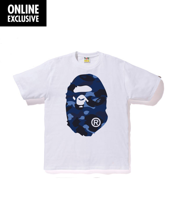 T Shirts Bape Color Camo Big Ape Head Bleu Homme | URI-33828687