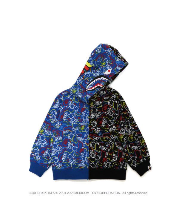 Sweat à Capuche Bape X Medicom Toy Camo BE@R Shark Half Zip Noir Bleu Enfant | UOR-73038370