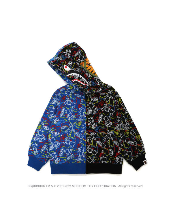 Sweat à Capuche Bape X Medicom Toy Camo BE@R Shark Half Zip Noir Bleu Enfant | UOR-73038370