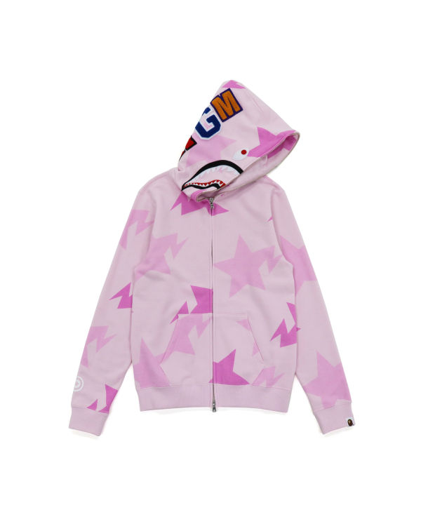 Sweat à Capuche Bape STA Pattern Shark Zip Rose Enfant | YJF-75541258