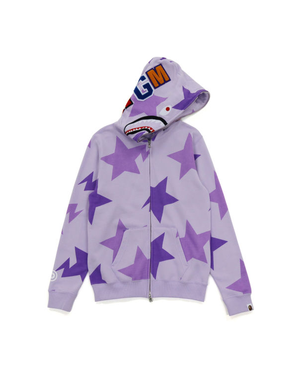 Sweat à Capuche Bape STA Pattern Shark Zip Violette Enfant | OYK-92633854