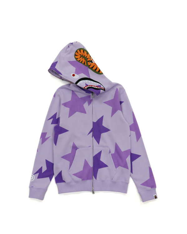 Sweat à Capuche Bape STA Pattern Shark Zip Violette Enfant | OYK-92633854