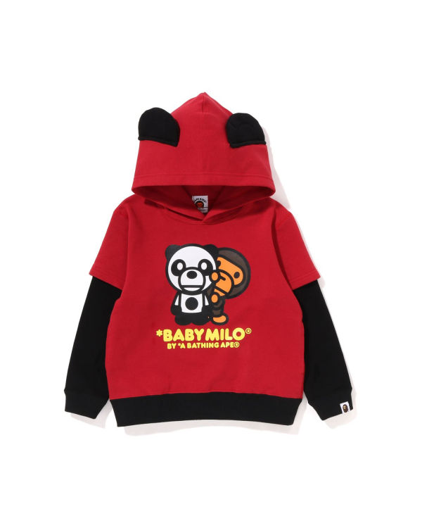 Sweat à Capuche Bape Milo Panda Layered Pullover Rouge Clair Enfant | HWE-26698184