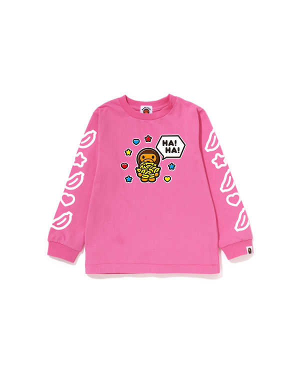 T Shirts Bape Milo Speech Balloon L/S #1 Rose Enfant | ZLU-77567976