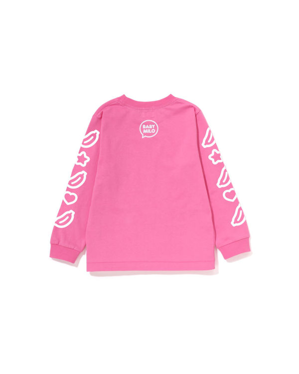 T Shirts Bape Milo Speech Balloon L/S #1 Rose Enfant | ZLU-77567976